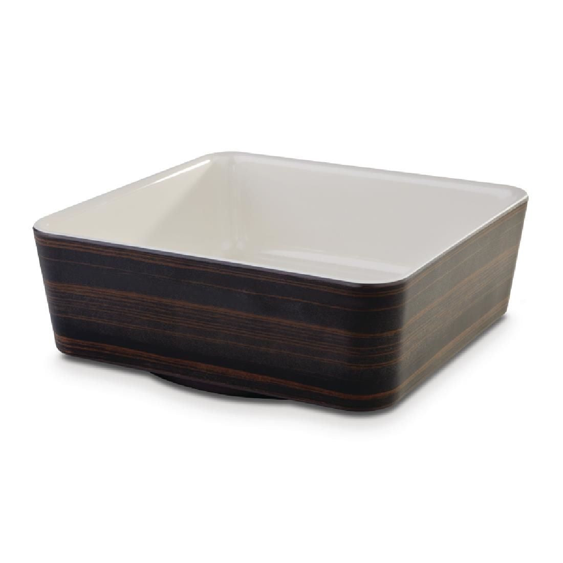 CW690 APS+ Melamine Square Bowl Oak and Cream 1.5 Ltr JD Catering Equipment Solutions Ltd