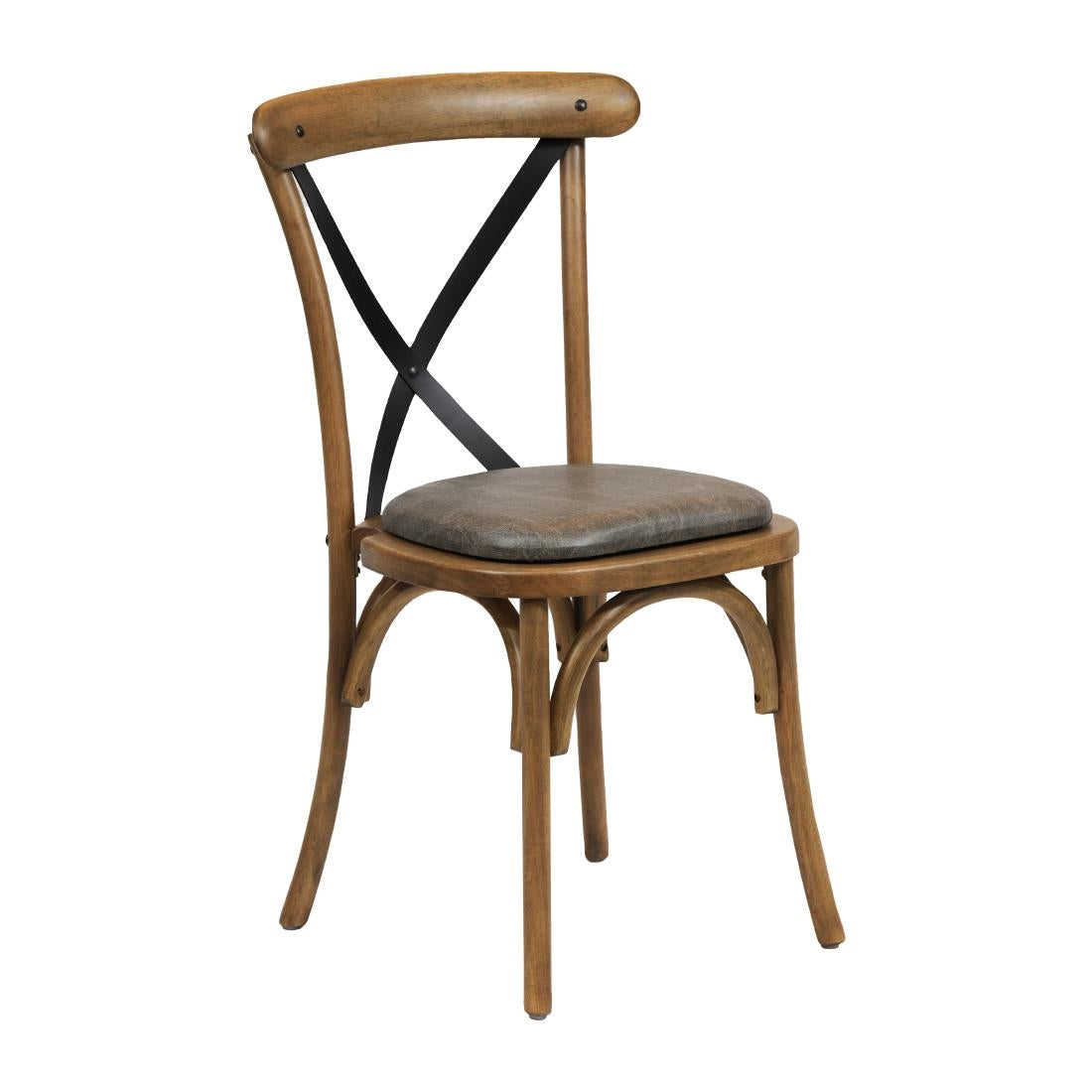 CX442 Bristol Dining Chair Weathered Oak with Padded Seat Saddle Ash (Pack of 2) JD Catering Equipment Solutions Ltd