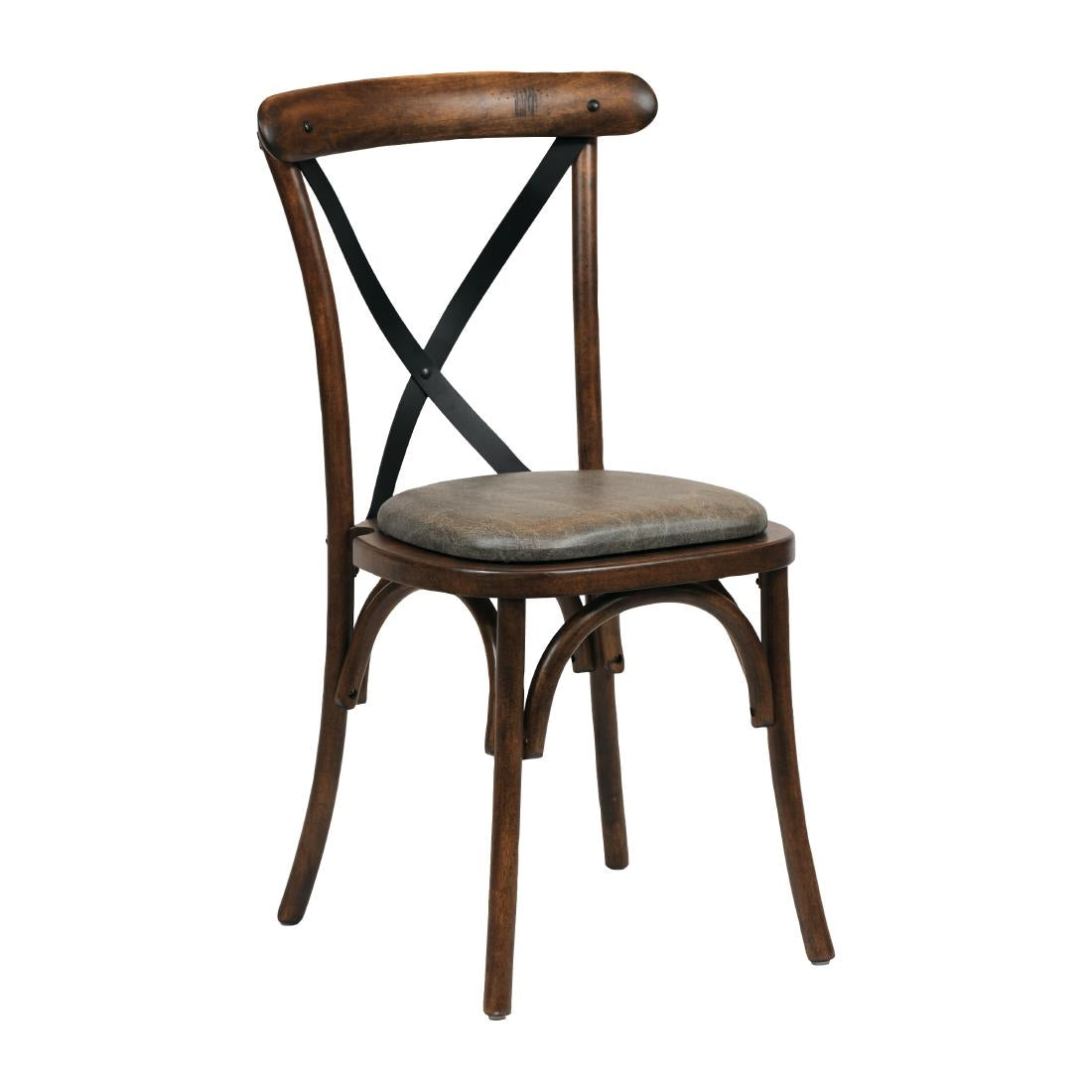 CX443 Bristol Dining Chair Vintage with Padded Seat Saddle Ash (Pack of 2) JD Catering Equipment Solutions Ltd