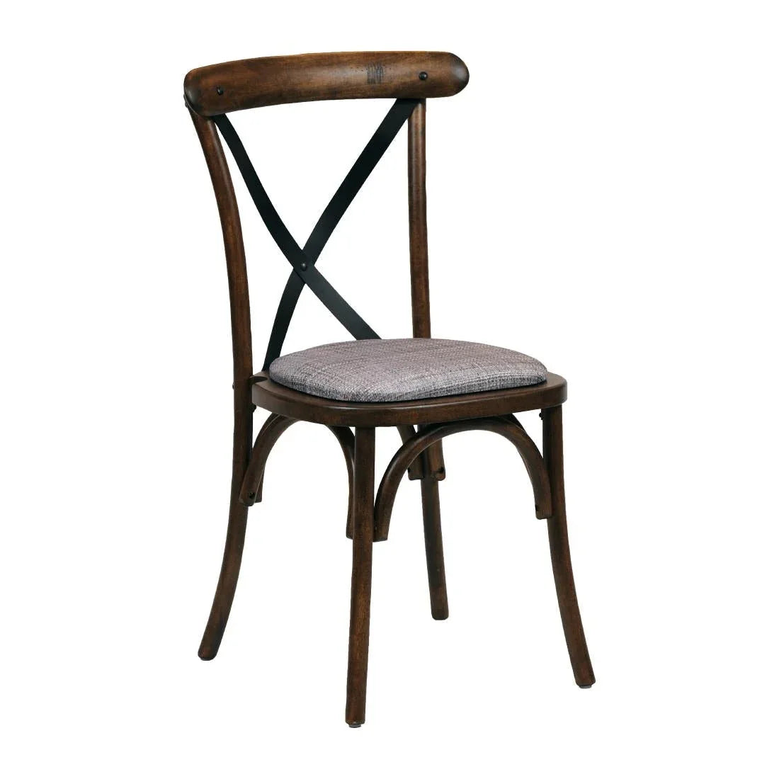 CX446 Bristol Dining Chair Vintage with Padded Seat Helbeck Charcoal (Pack of 2) - JD Catering Equipment Solutions Ltd