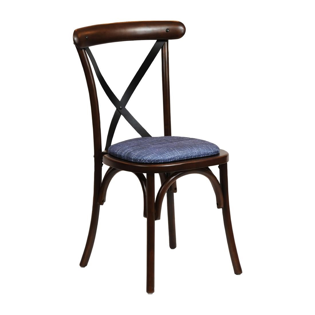 CX447 Bristol Dining Chair Dark Walnut with Padded Seat Helbeck Midnight (Pack of 2) JD Catering Equipment Solutions Ltd