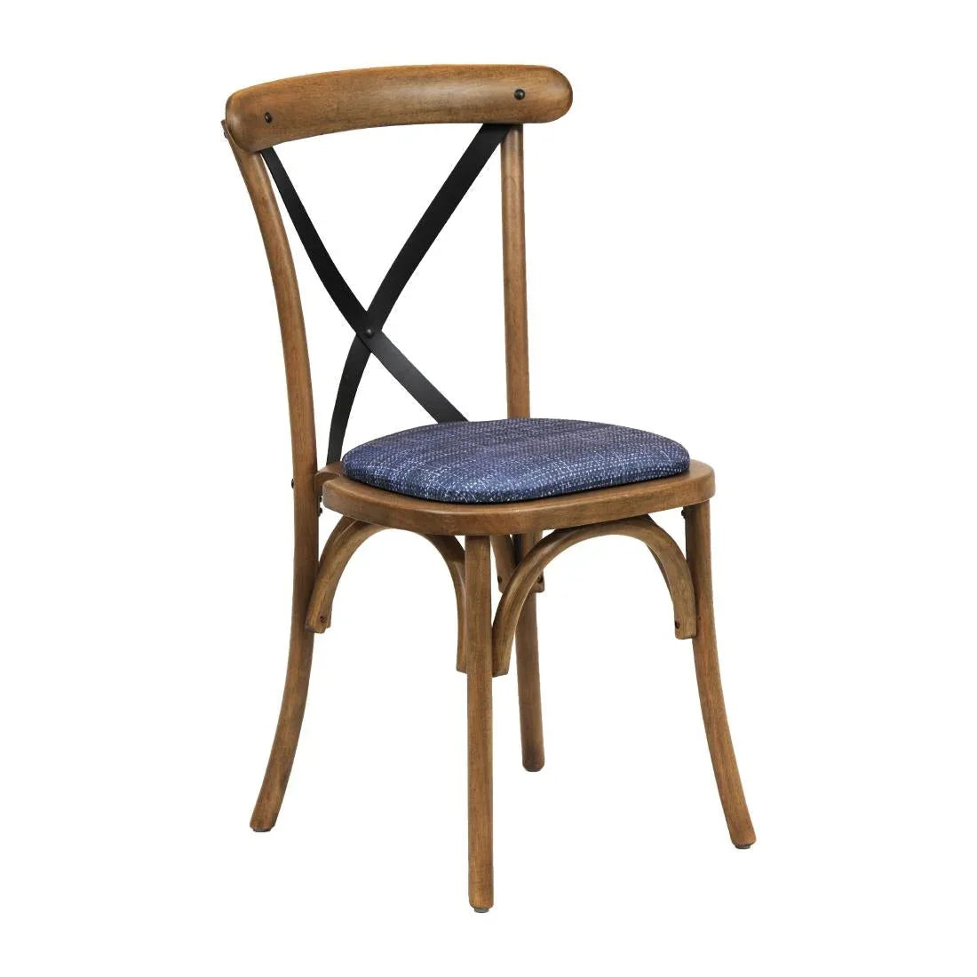 CX448 Bristol Dining Chair Weathered Oak with Padded Seat Helbeck Midnight (Pack of 2) - JD Catering Equipment Solutions Ltd