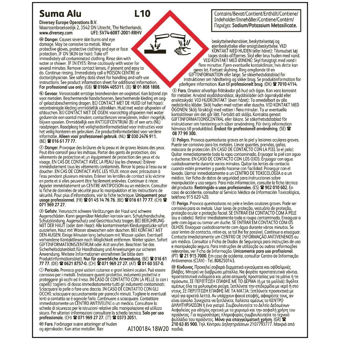 CX802 Suma Alu L10 Dishwasher Detergent Concentrate 5Ltr - JD Catering Equipment Solutions Ltd