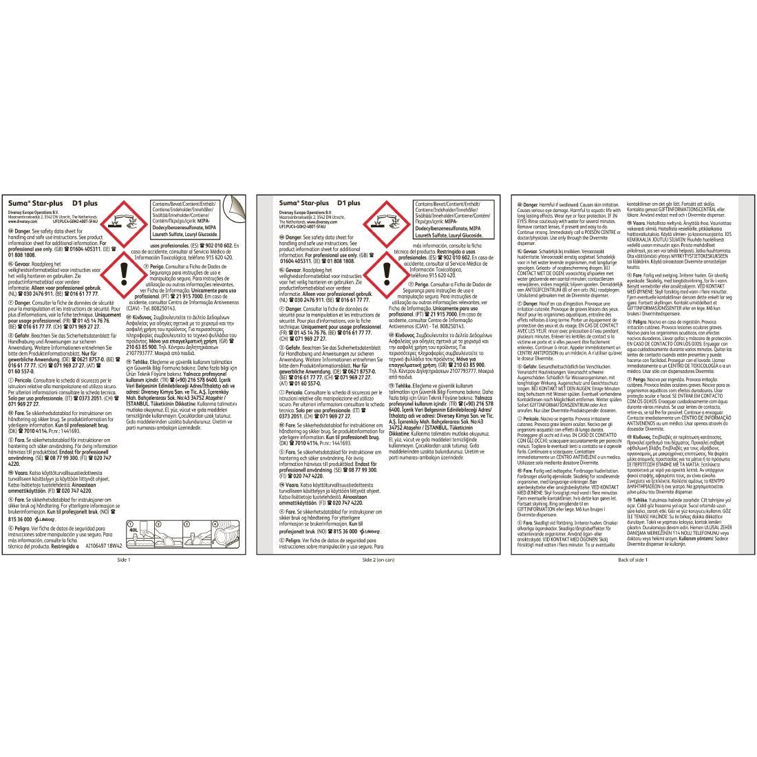 CX804 Suma Star-plus D1 Washing Up Liquid Concentrate 1.5Ltr JD Catering Equipment Solutions Ltd
