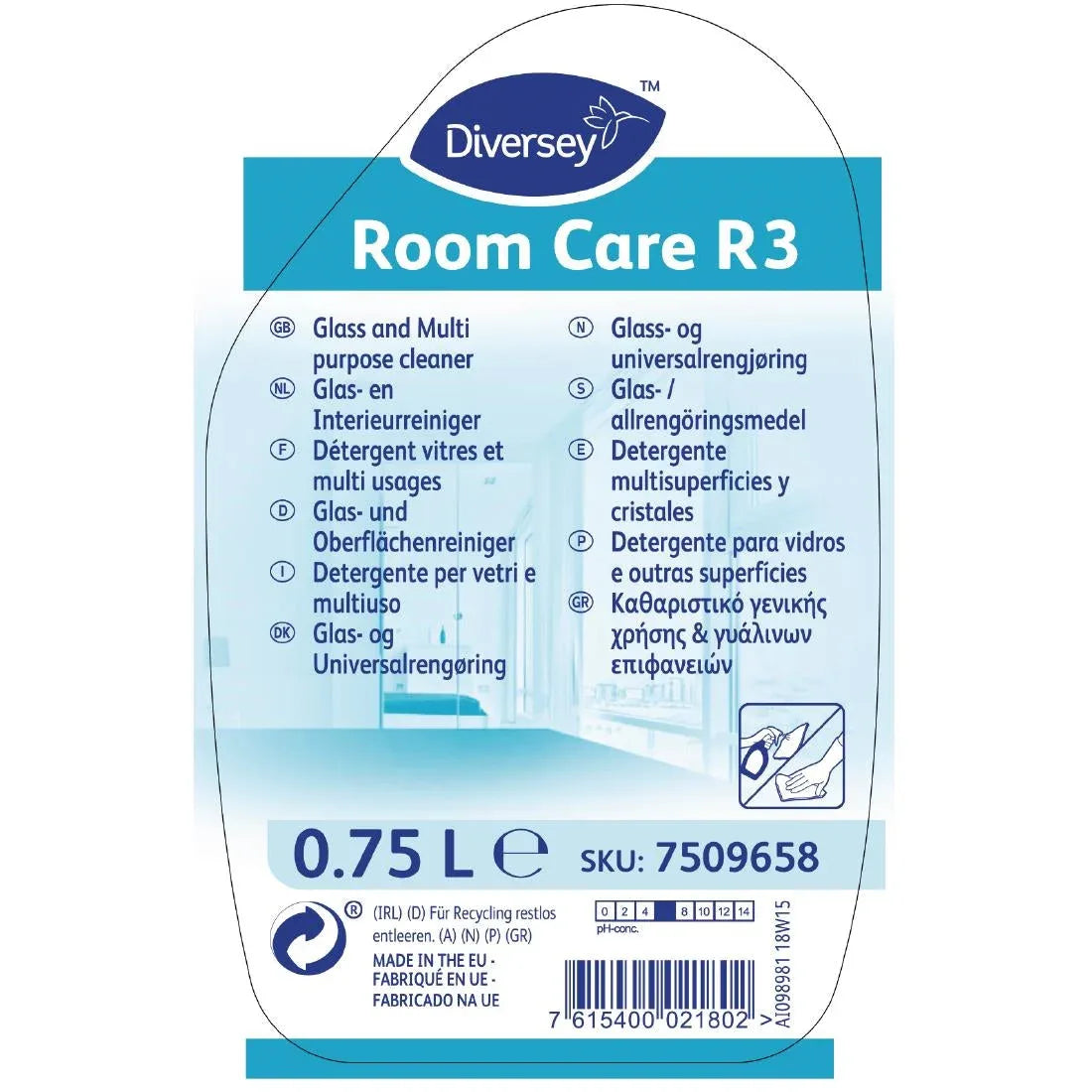 CX809 Room Care R3 Glass and Multi-Surface Cleaner Ready To Use 750ml - JD Catering Equipment Solutions Ltd