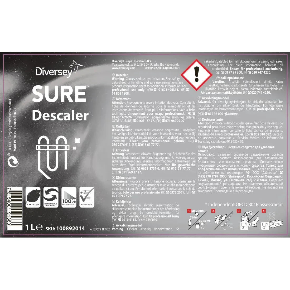 CX831 SURE Descaler Concentrate 1Ltr - JD Catering Equipment Solutions Ltd