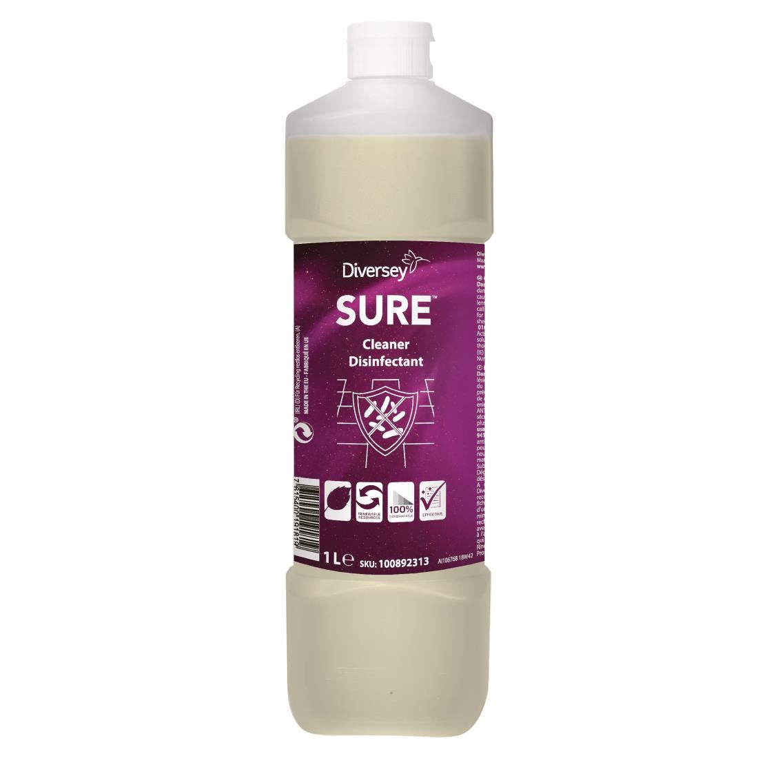 CX834 SURE Cleaner and Disinfectant Concentrate 1Ltr JD Catering Equipment Solutions Ltd