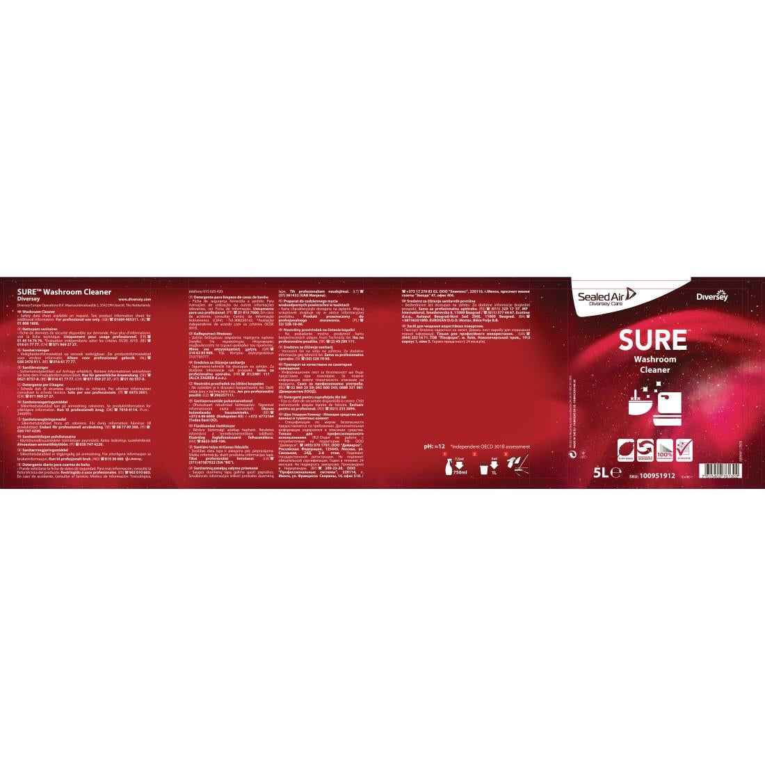 CX842 SURE Washroom Cleaner Concentrate 5Ltr JD Catering Equipment Solutions Ltd