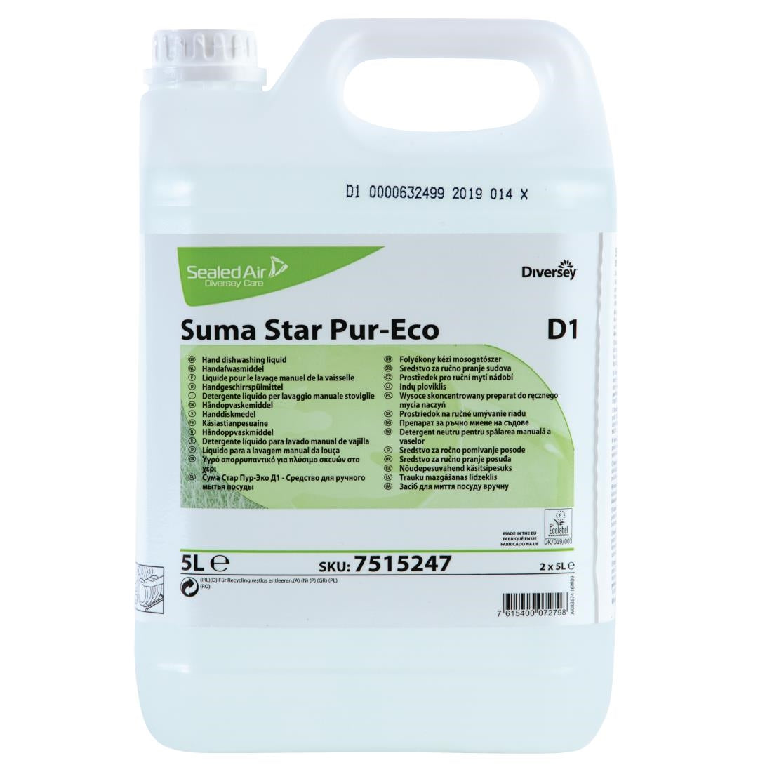 CX843 Suma Star D1 Pur-Eco Washing Up Liquid Concentrate 5Ltr JD Catering Equipment Solutions Ltd