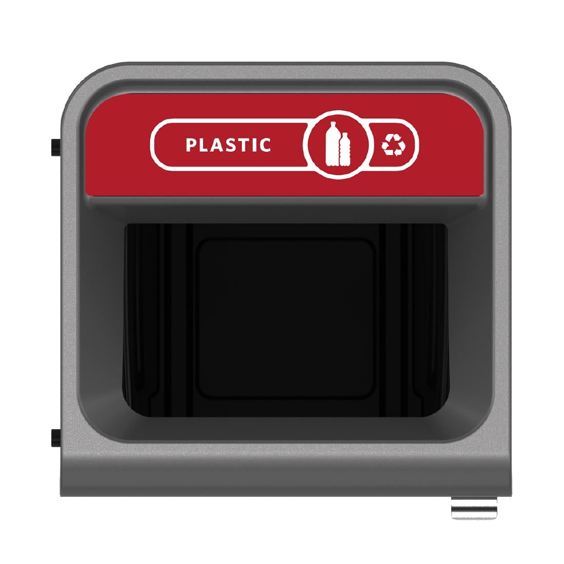 CX964 Rubbermaid Configure Recycling Bin with Plastic Recycling Label Red 87Ltr JD Catering Equipment Solutions Ltd