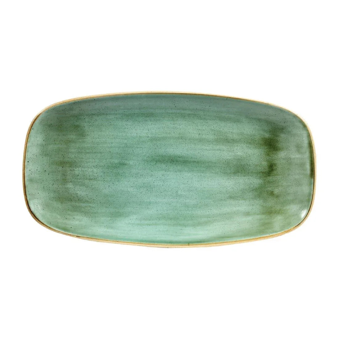 CY101 Churchill Stonecast Rectangular Plates Samphire Green 189 x 355mm - JD Catering Equipment Solutions Ltd
