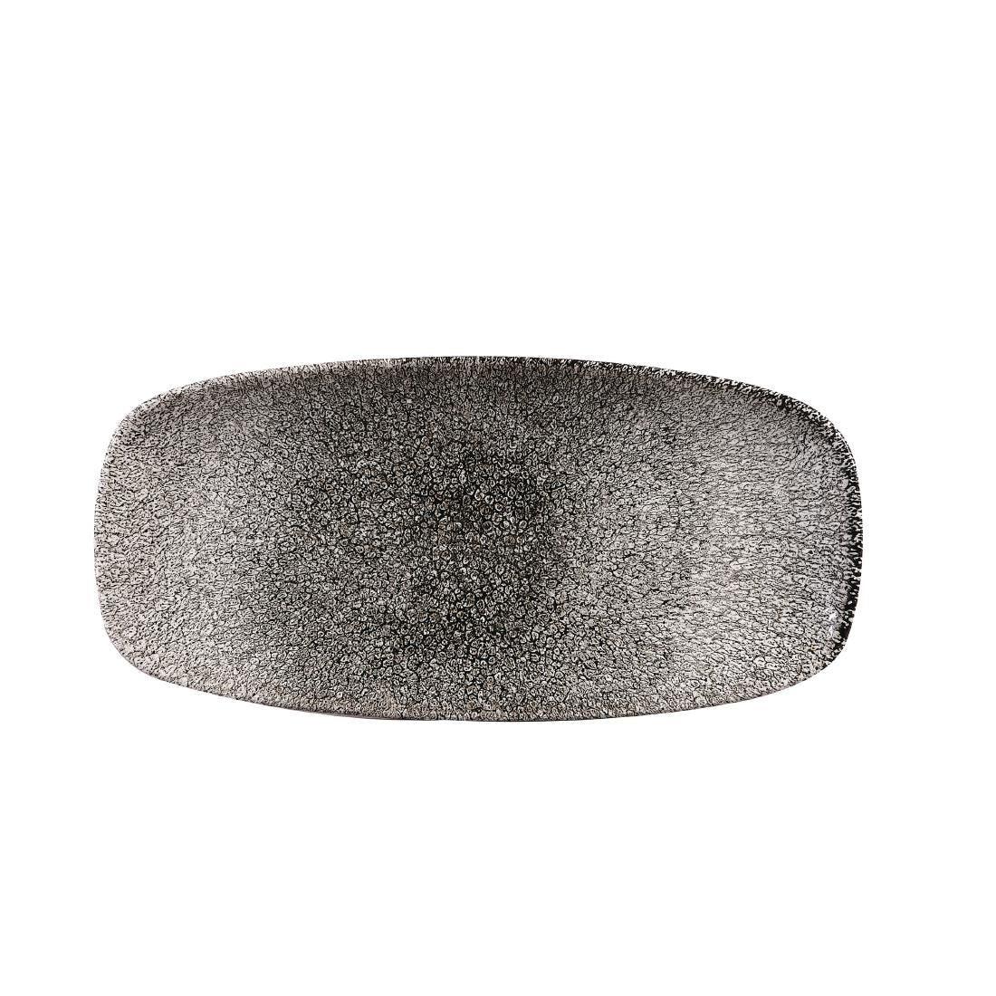 CY905 Churchill Studio Prints Raku Rectangular Plate Quartz Black 269mm (Pack of 12) - JD Catering Equipment Solutions Ltd