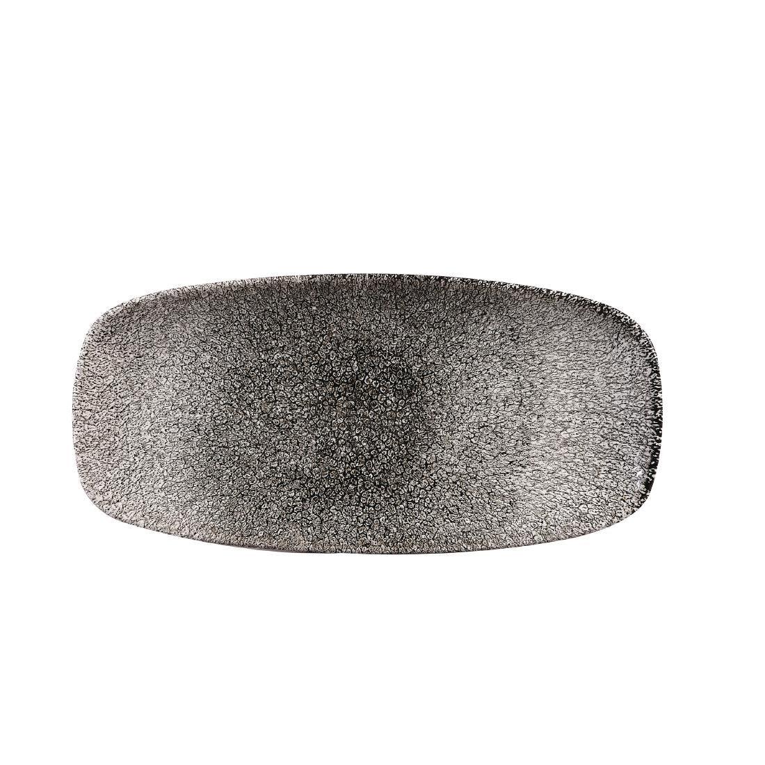 CY905 Churchill Studio Prints Raku Rectangular Plate Quartz Black 269mm (Pack of 12) - JD Catering Equipment Solutions Ltd