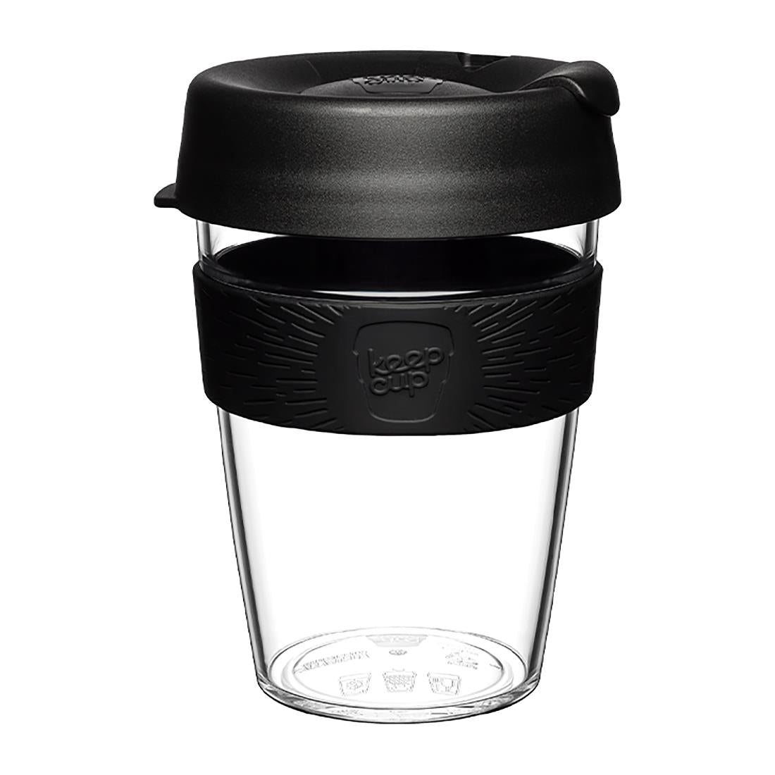 CZ743 KeepCups Clear Reusable Cups Black 12oz JD Catering Equipment Solutions Ltd