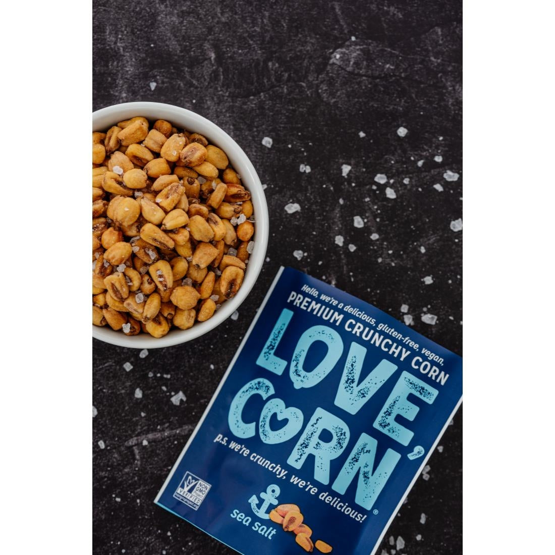 CZ753 LOVE CORN Crunchy Corn Snack Sea Salt (10x45g) JD Catering Equipment Solutions Ltd