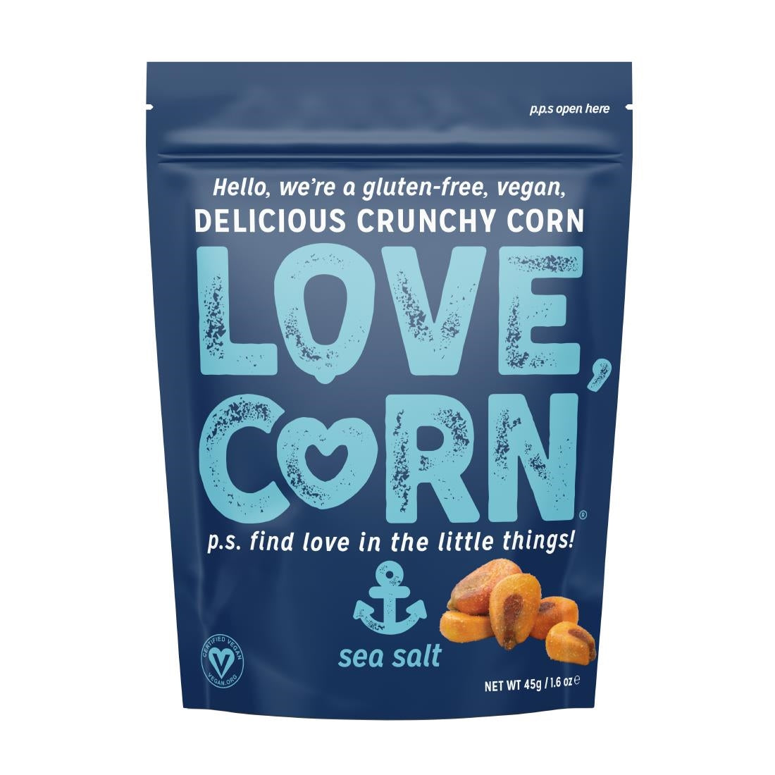 CZ753 LOVE CORN Crunchy Corn Snack Sea Salt (10x45g) JD Catering Equipment Solutions Ltd
