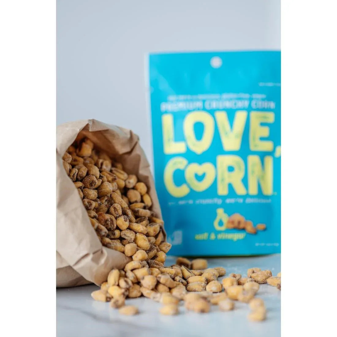 CZ754 LOVE CORN Crunchy Corn Snack Salt & Vinegar (10x45g) - JD Catering Equipment Solutions Ltd