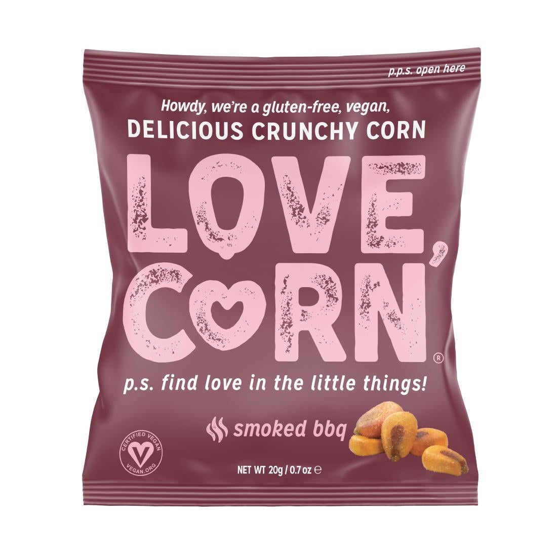 CZ755 LOVE CORN Crunchy Corn Snack BBQ (24x20g) JD Catering Equipment Solutions Ltd