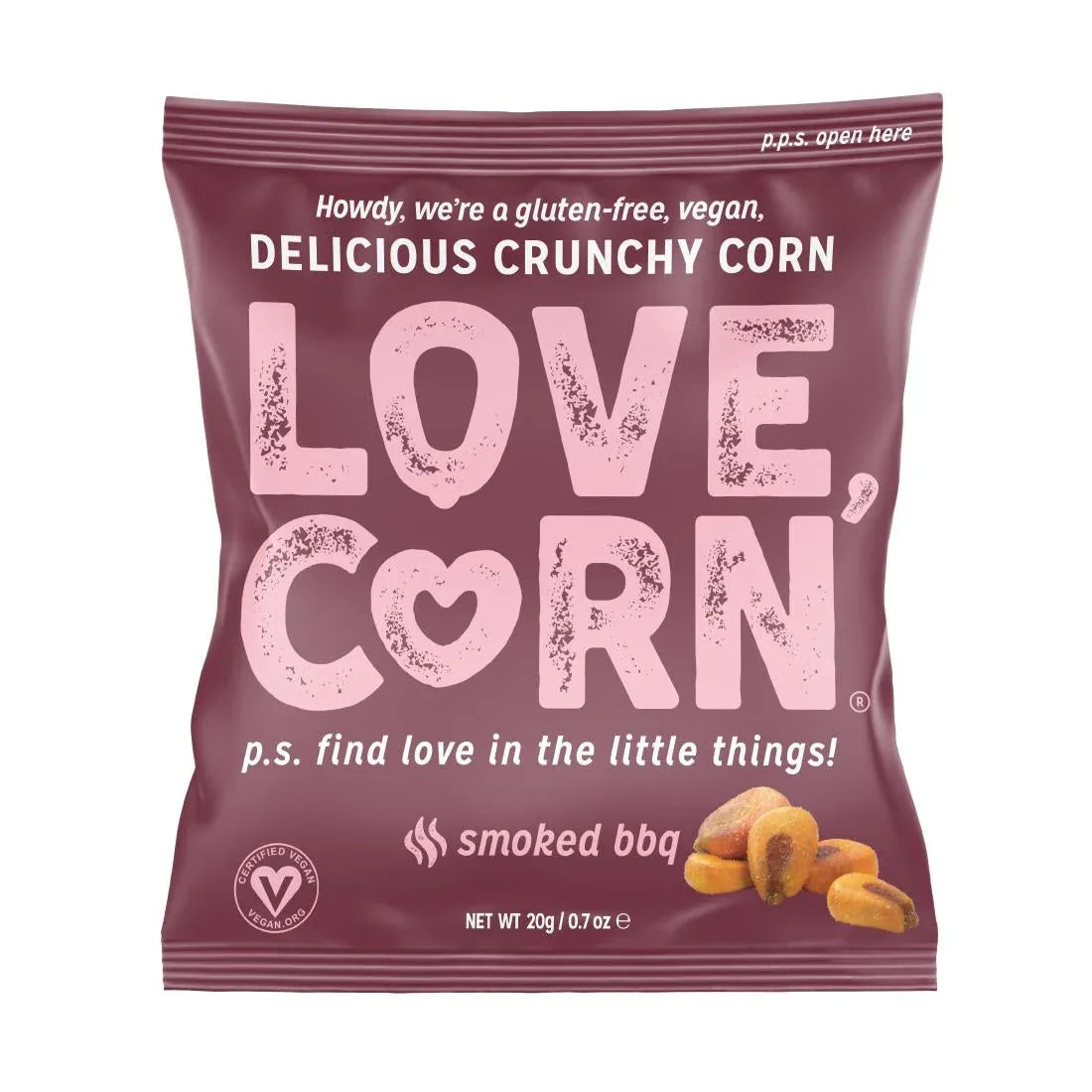 CZ755 LOVE CORN Crunchy Corn Snack BBQ (24x20g) - JD Catering Equipment Solutions Ltd