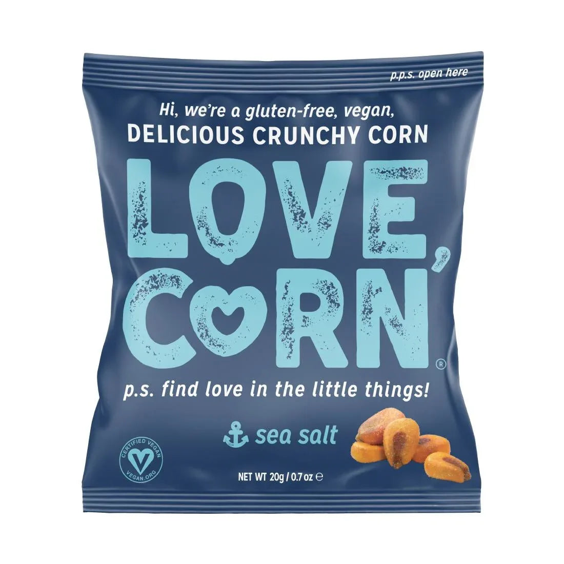 CZ756 LOVE CORN Crunchy Corn Snack Sea Salt (24x20g) - JD Catering Equipment Solutions Ltd