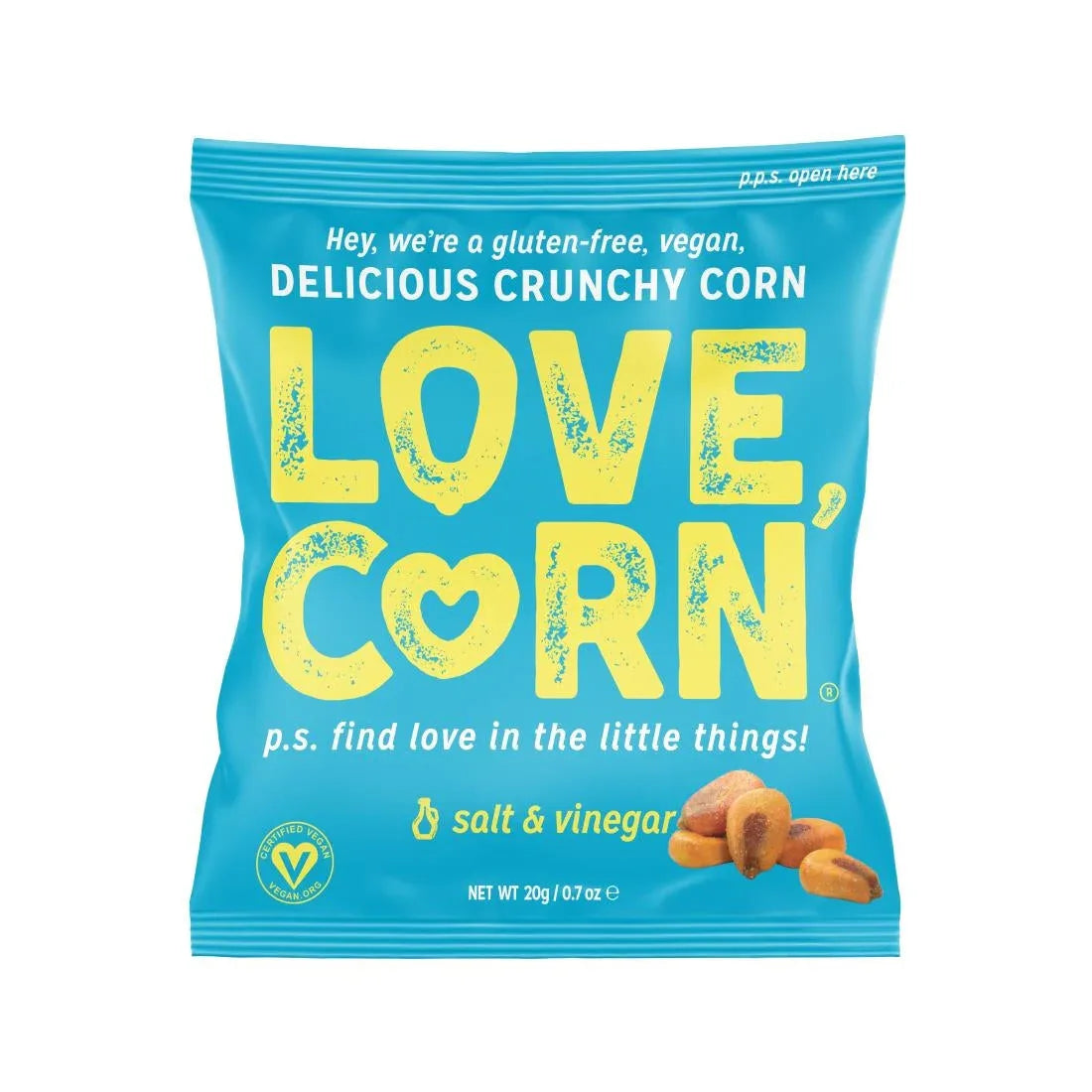 CZ757 LOVE CORN Crunchy Corn Snack Salt & Vinegar (24x20g) - JD Catering Equipment Solutions Ltd