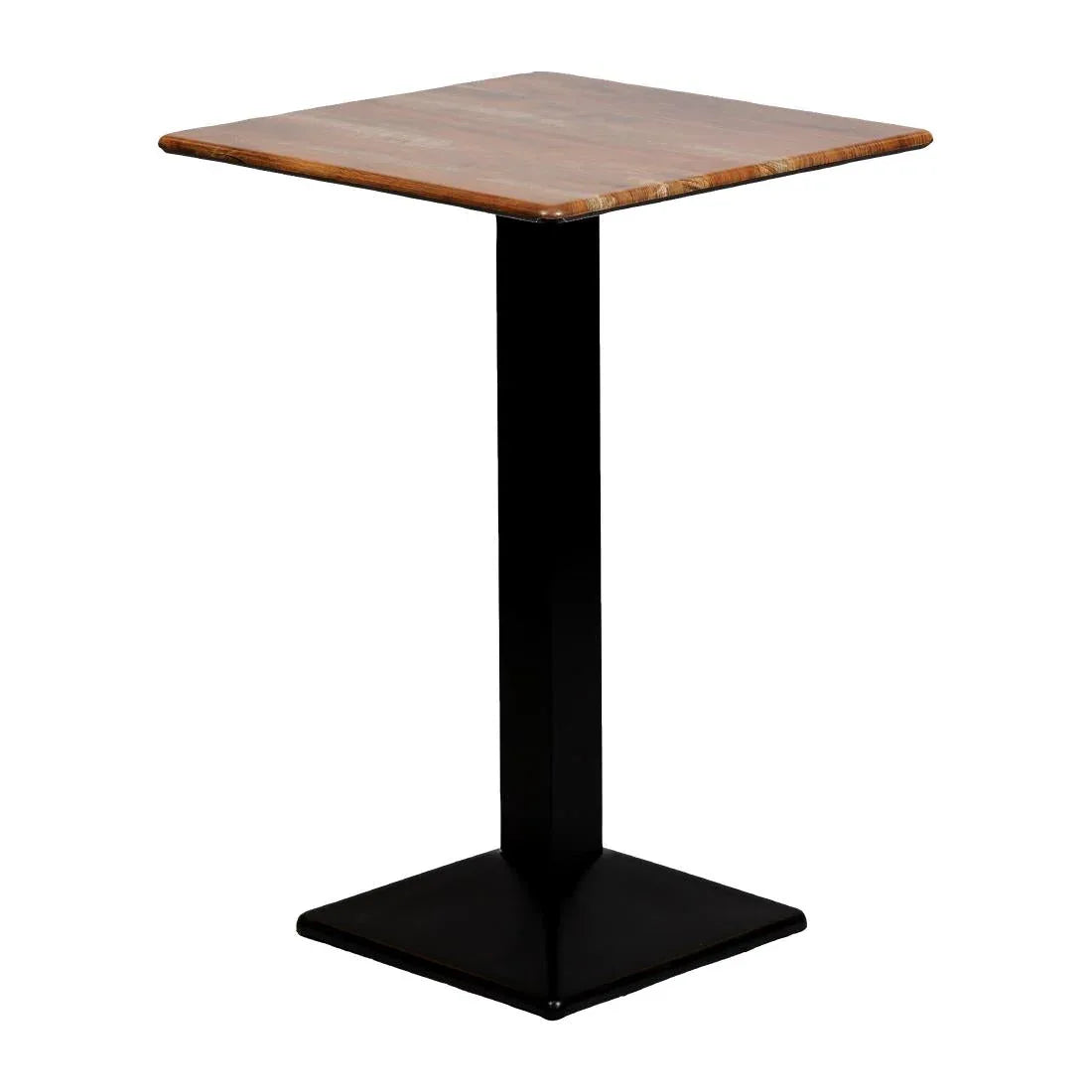 CZ832 Turin Metal Base Square Poseur Table with Laminate Top Planked Oak 700mm - JD Catering Equipment Solutions Ltd
