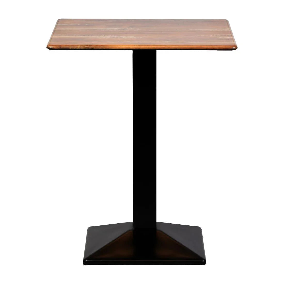 CZ832 Turin Metal Base Square Poseur Table with Laminate Top Planked Oak 700mm - JD Catering Equipment Solutions Ltd