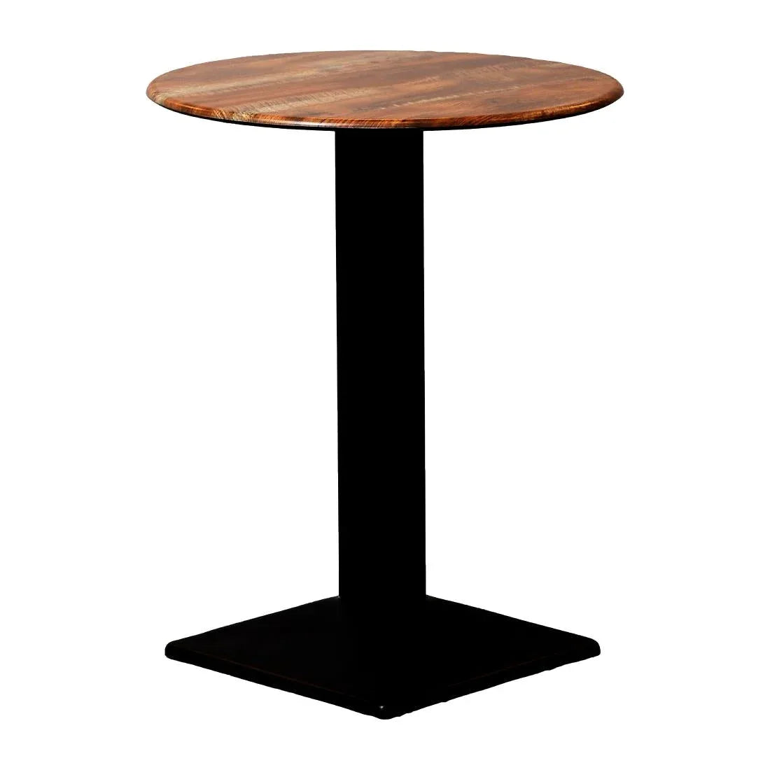 CZ836 Turin Metal Base Round Poseur Table with Laminate Top Planked Oak 600mm - JD Catering Equipment Solutions Ltd