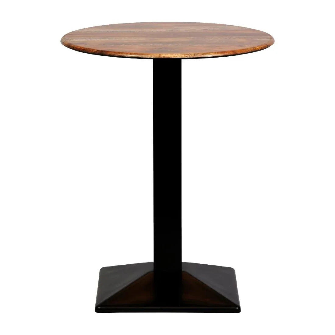CZ836 Turin Metal Base Round Poseur Table with Laminate Top Planked Oak 600mm - JD Catering Equipment Solutions Ltd