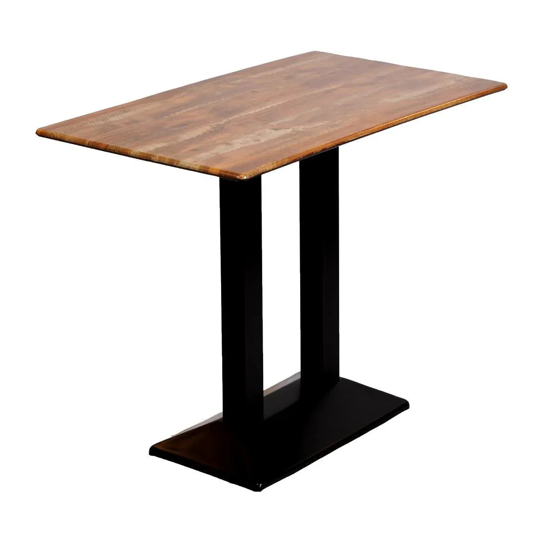 CZ840 Turin Metal Base Rectangular Poseur Table with Laminate Top Planked Oak 1200x700mm - JD Catering Equipment Solutions Ltd