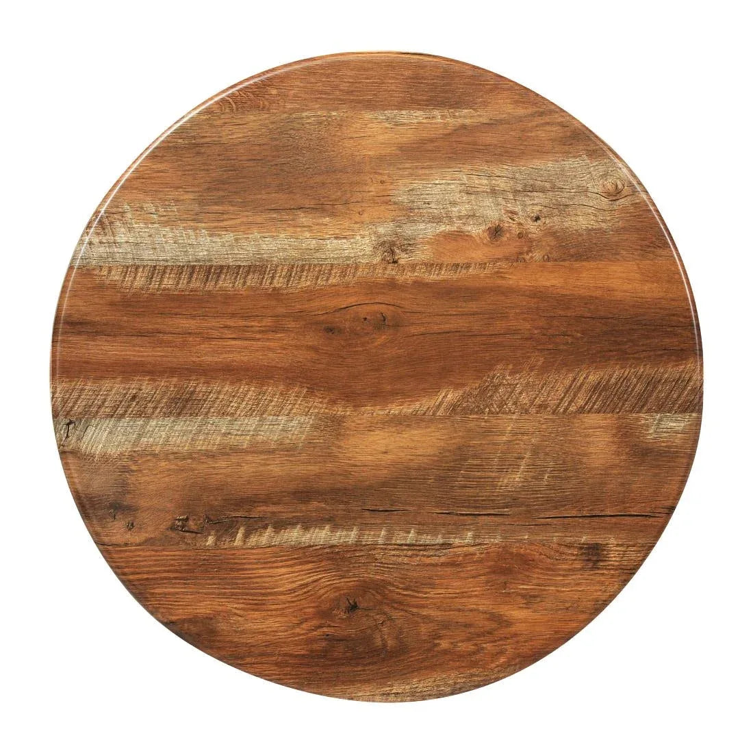 CZ844 Round Laminate Table Top Planked Oak 600mm - JD Catering Equipment Solutions Ltd