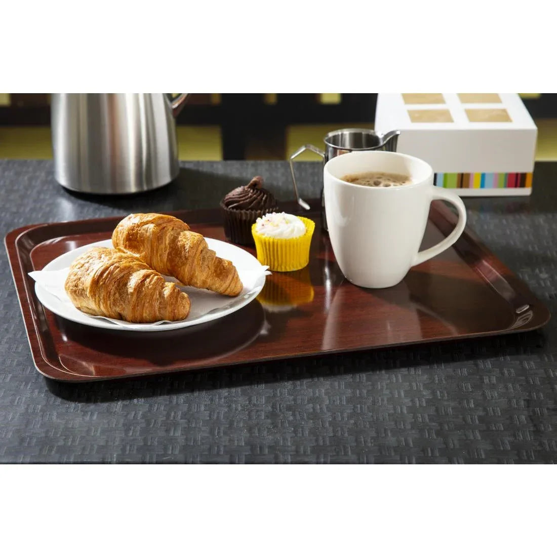 U417 Cambro Capri Laminate Canteen Tray Mahogany 460mm - JD Catering Equipment Solutions Ltd