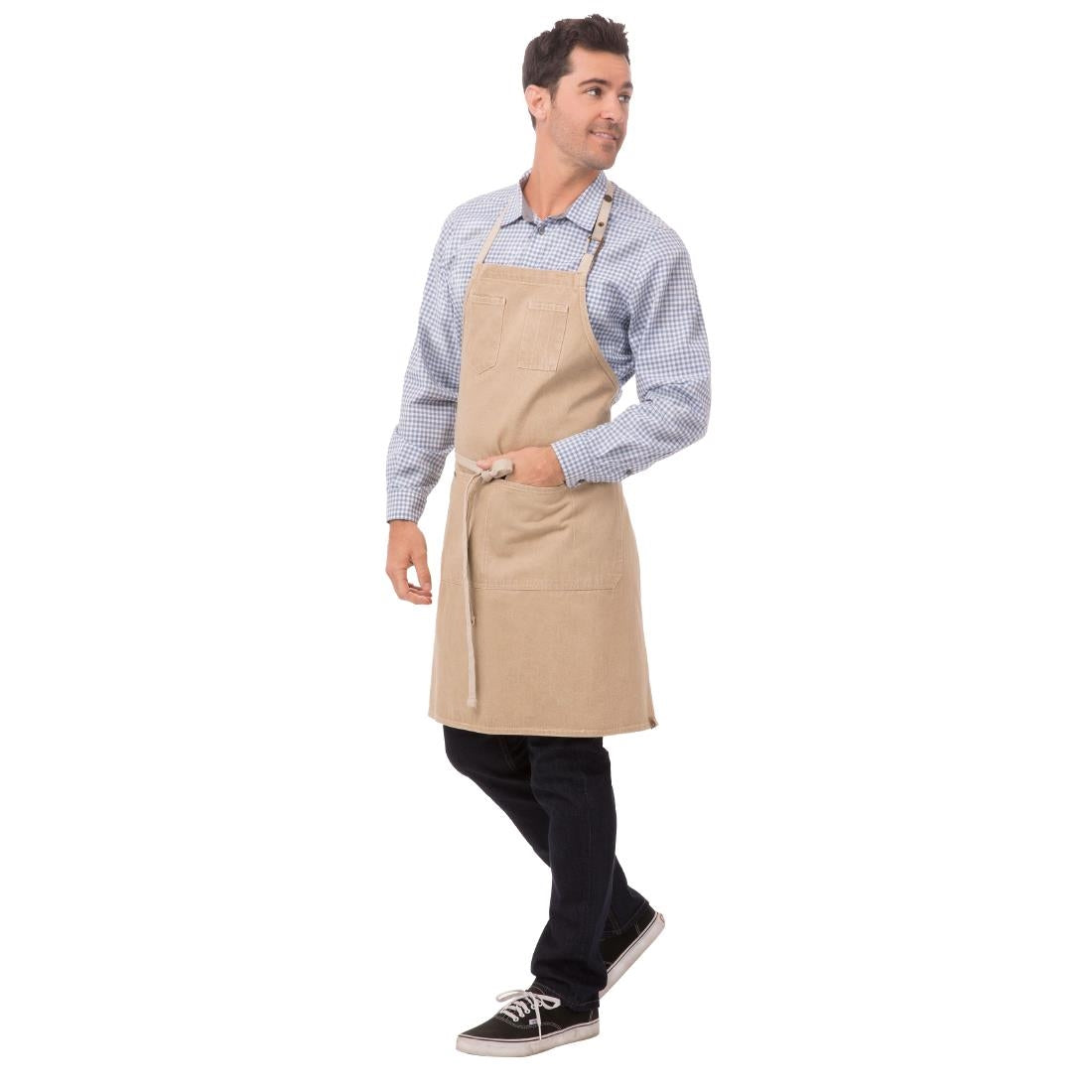 Chef Works Urban Austin Denim Bib Apron Natural JD Catering Equipment Solutions Ltd