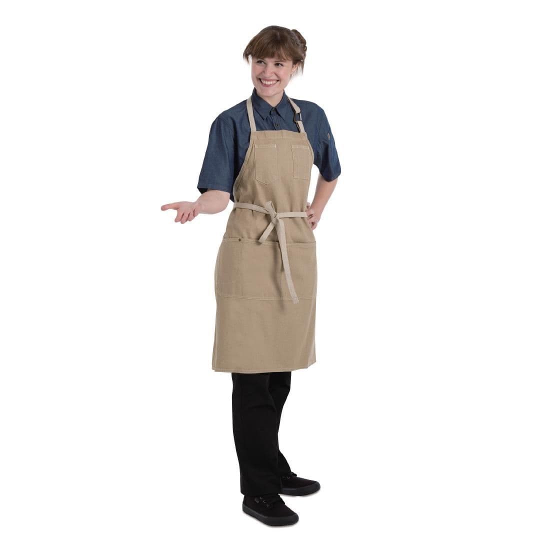 Chef Works Urban Austin Denim Bib Apron Natural JD Catering Equipment Solutions Ltd