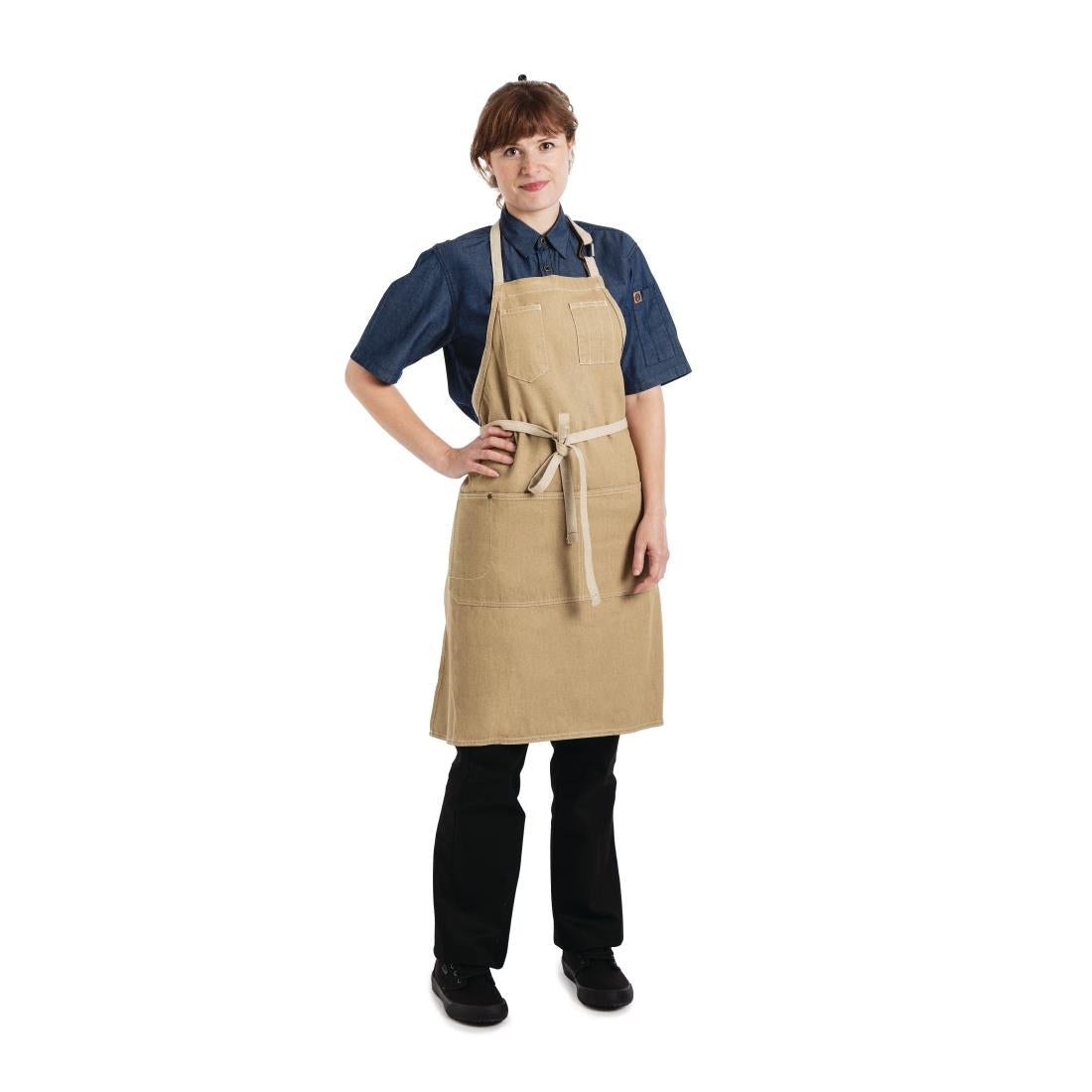 Chef Works Urban Austin Denim Bib Apron Natural JD Catering Equipment Solutions Ltd