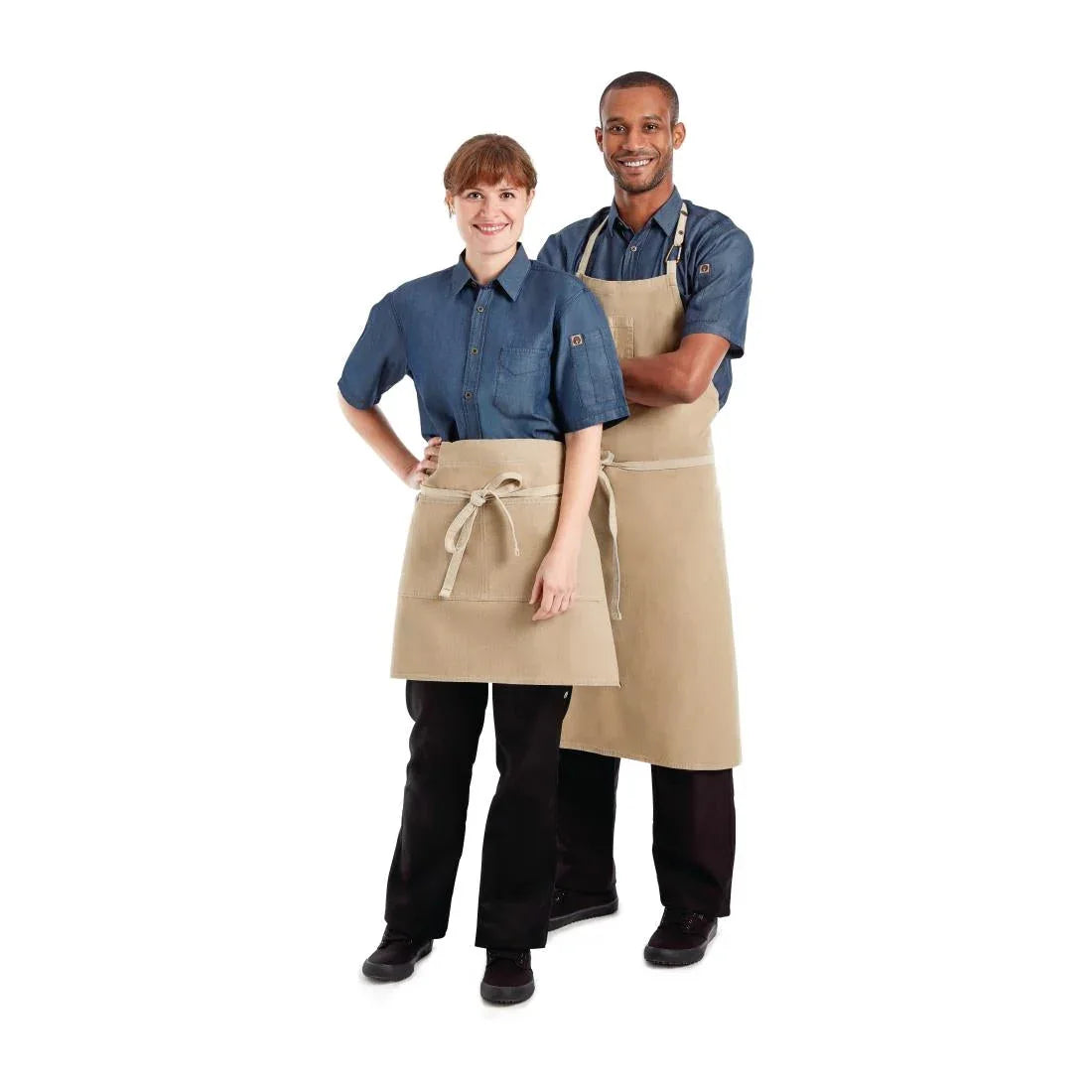 Chef Works Urban Austin Denim Half Bistro Apron Natural JD Catering Equipment Solutions Ltd