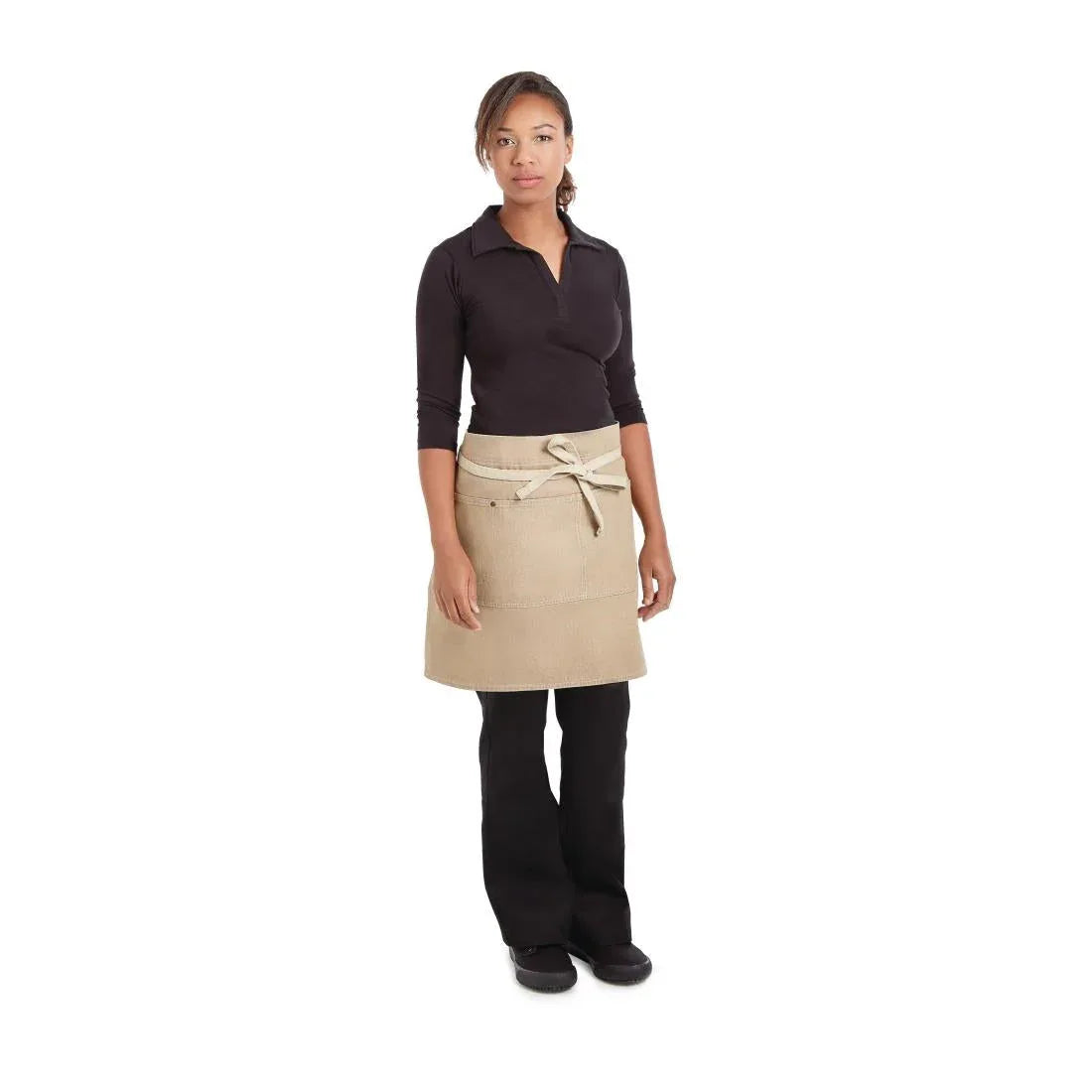 Chef Works Urban Austin Denim Half Bistro Apron Natural JD Catering Equipment Solutions Ltd