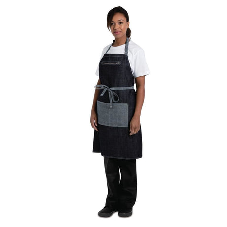 Chef Works Urban Manhattan Bib Apron Indigo JD Catering Equipment Solutions Ltd