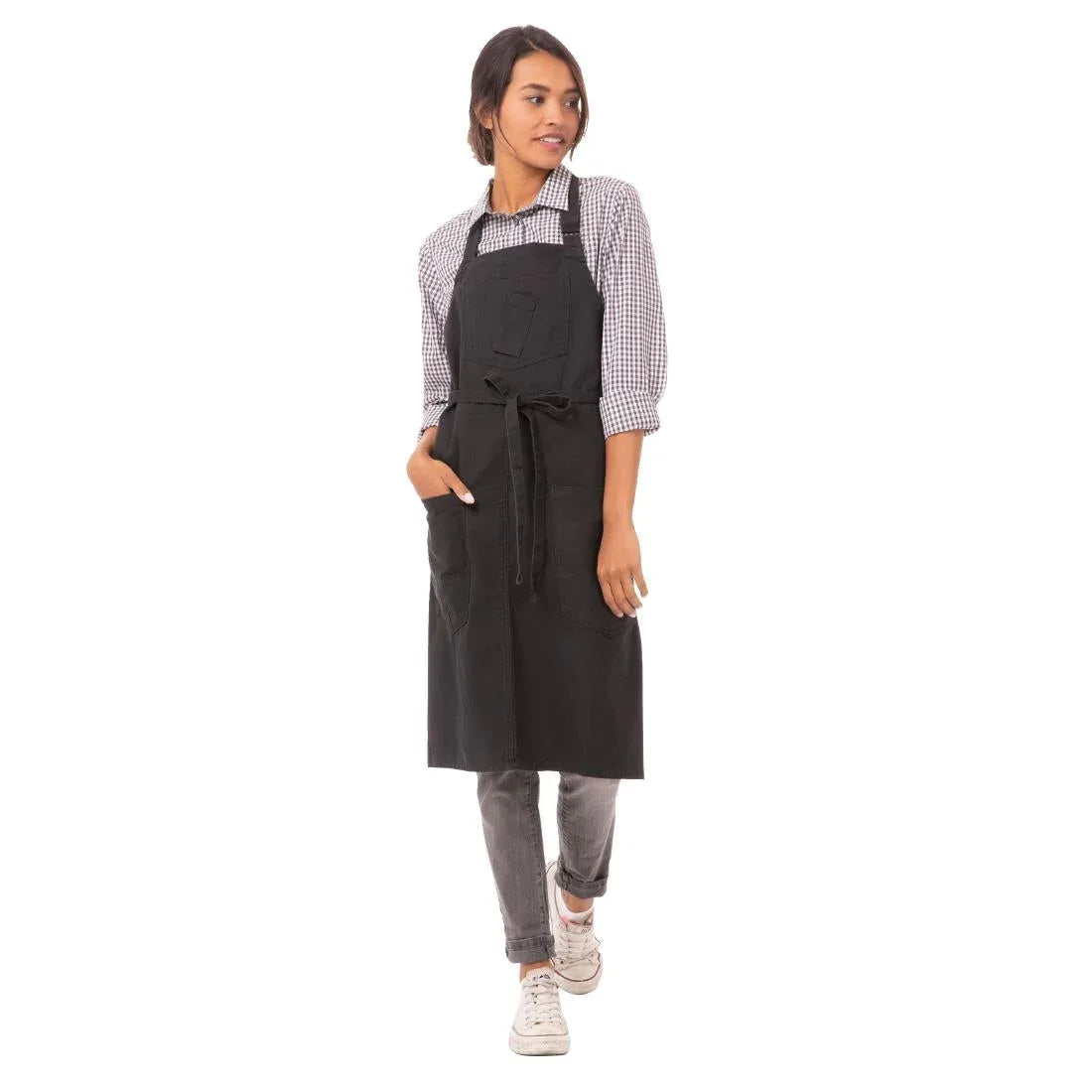 BB018 Chef Works Urban Rockford Canvas Bib Apron Steel Grey - JD Catering Equipment Solutions Ltd
