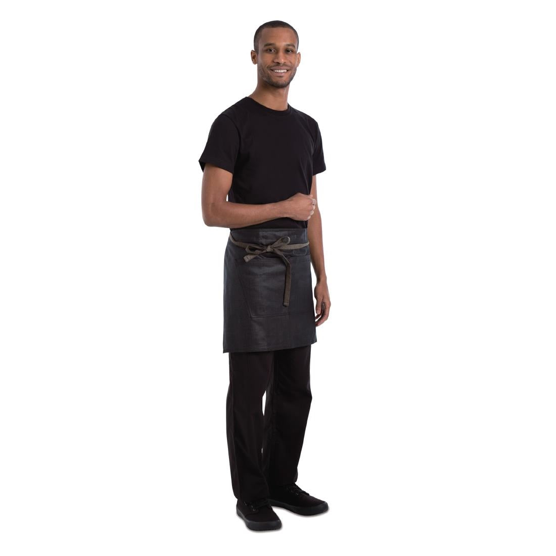 Chef Works Urban Wet Look Boulder Half Bistro Apron Black and Brown JD Catering Equipment Solutions Ltd