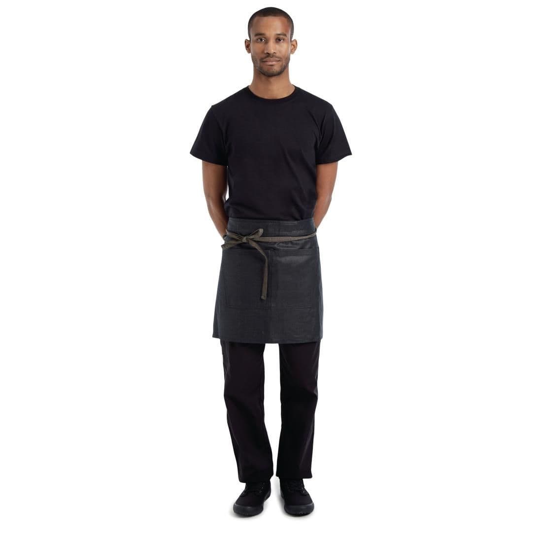 Chef Works Urban Wet Look Boulder Half Bistro Apron Black and Brown JD Catering Equipment Solutions Ltd