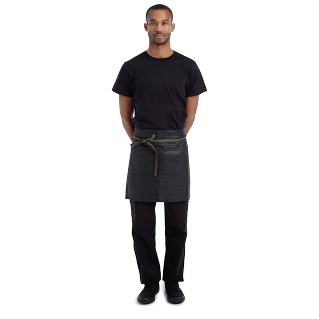 Chef Works Urban Wet Look Boulder Half Bistro Apron Black and Brown JD Catering Equipment Solutions Ltd