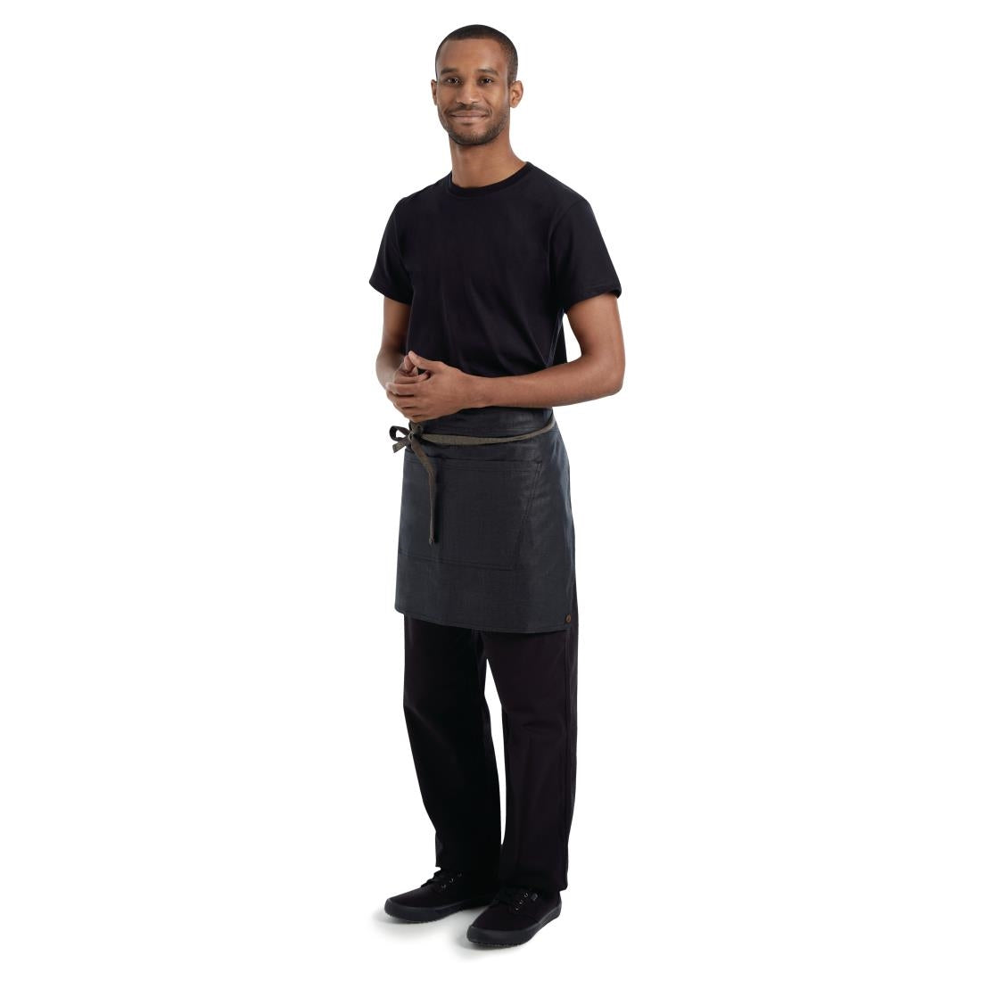 Chef Works Urban Wet Look Boulder Half Bistro Apron Black and Brown JD Catering Equipment Solutions Ltd