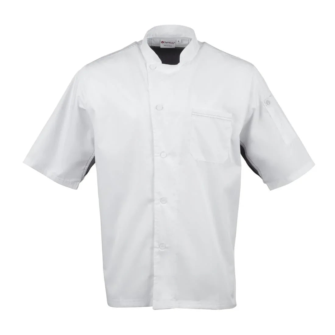 B205-XXL Chef Works Valais Unisex Chefs Jacket White with Grey 2XL - JD Catering Equipment Solutions Ltd