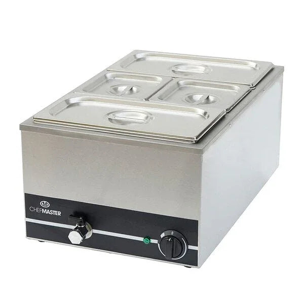 Chefmaster 1/1GN Wet Well Bain-Marie With Tap & Pans/Pans only/No Tap & Pan/Tap only - JD Catering Equipment Solutions Ltd