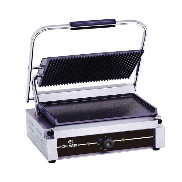 Chefmaster Large Single/Double Contact Grill - Ribbed/Flat - JD Catering Equipment Solutions Ltd