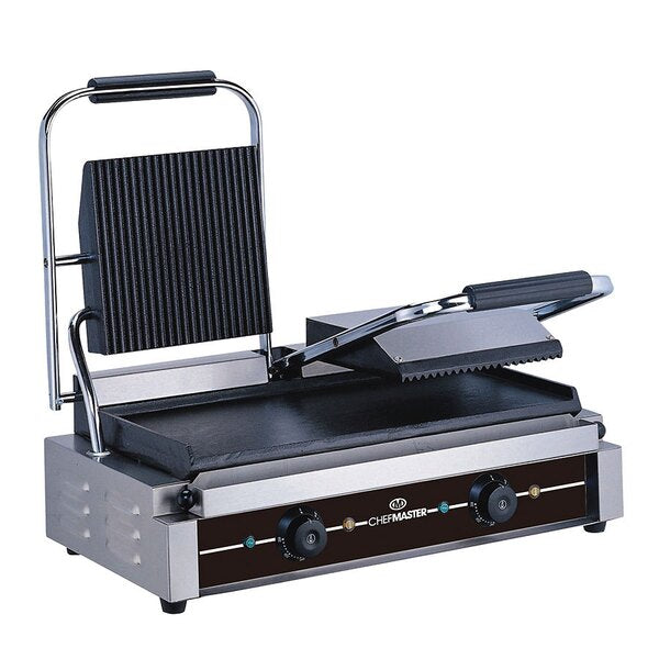 Chefmaster Large Single/Double Contact Grill - Ribbed/Flat JD Catering Equipment Solutions Ltd