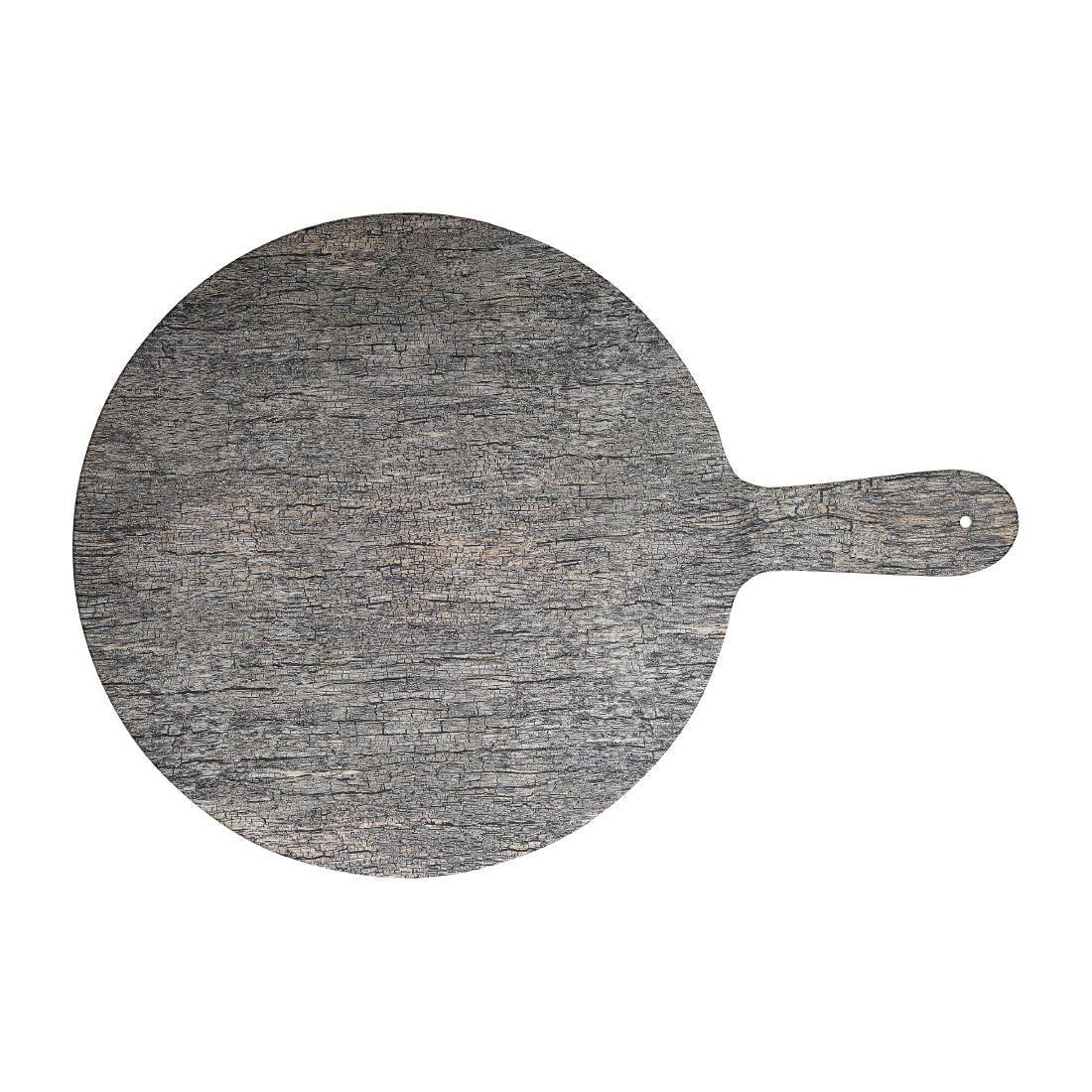DW762 Churchill Alchemy Buffet Handled Melamine Round Paddle Boards Distressed Wood 450mm - JD Catering Equipment Solutions Ltd