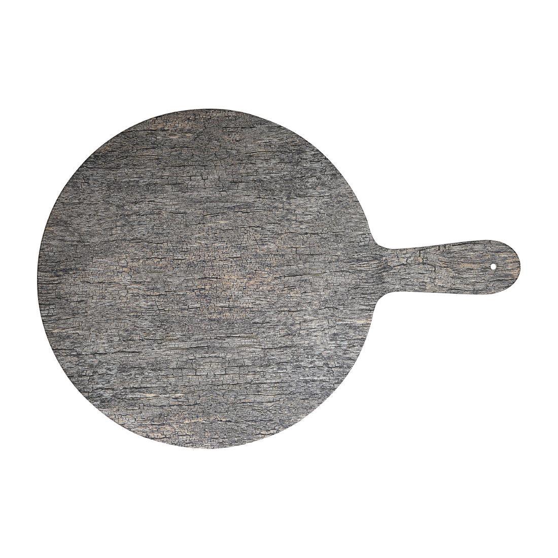 DW762 Churchill Alchemy Buffet Handled Melamine Round Paddle Boards Distressed Wood 450mm - JD Catering Equipment Solutions Ltd