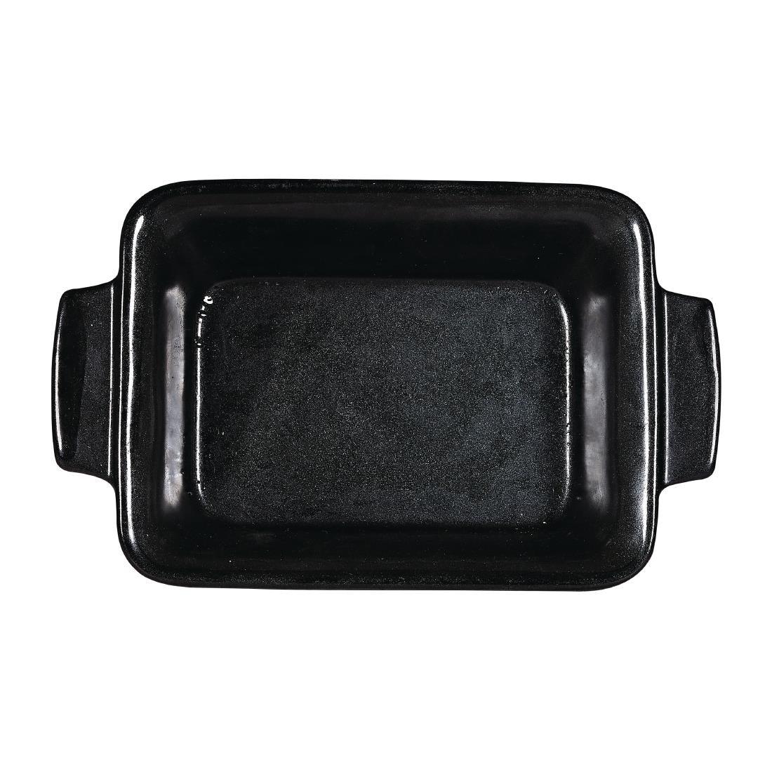 DY787 Churchill Black Igneous Stoneware Rectangle Dish 170mm (Pack of 6) - JD Catering Equipment Solutions Ltd